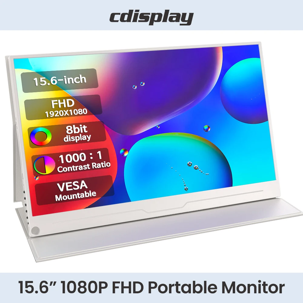 Портативный монитор 15,6 дюйма FHD 1080P, внешний дисплей для ноутбука ...
