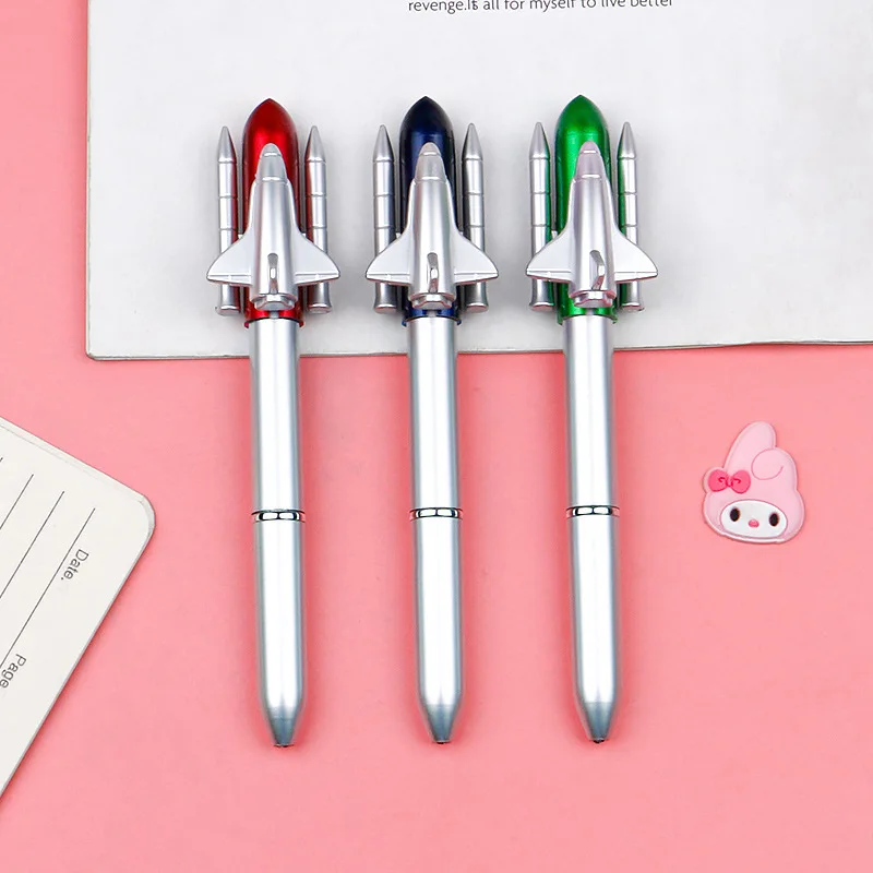

2Pcs Creative Spacecraft Press Ballpoint Pen Funny Rocket Pen Signature Pen Stationery Office School Supplies for Wrting