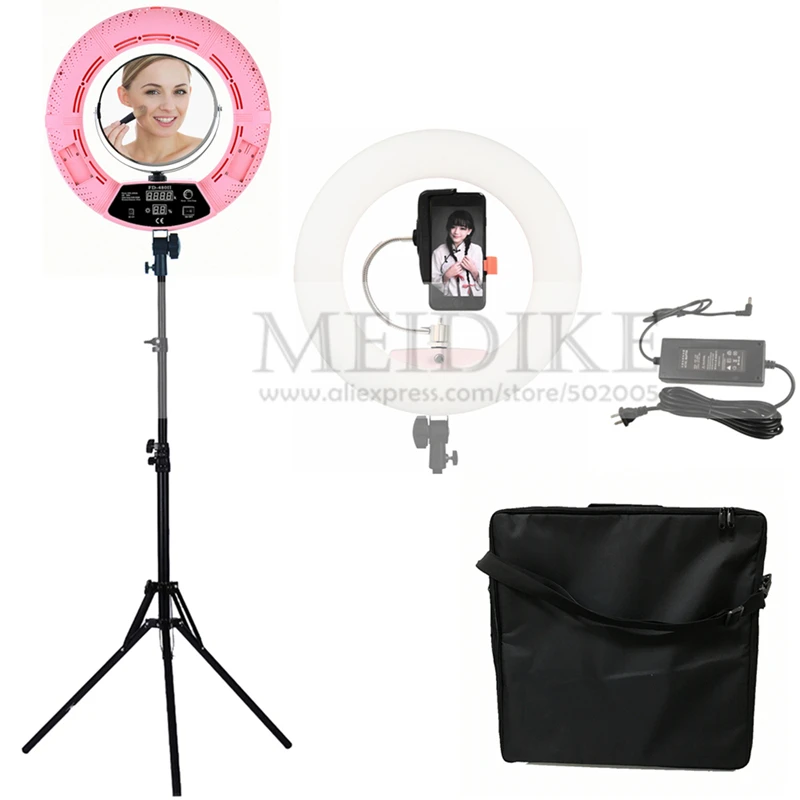 

LED Ring Lamp FD-480II Beauty Studio LED Ring Light LED Lamp Bio-color Video Makeup Lighting + Stand (2M)+ Bag Photography Light