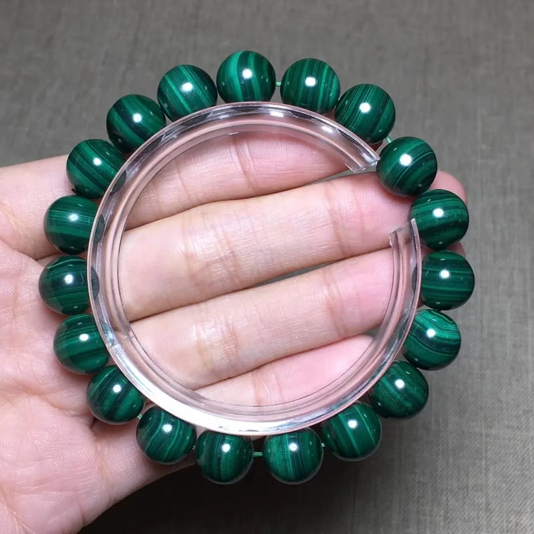 

Браслет из натурального зеленого малахата с кристаллами диаметром 10 мм для женщин и мужчин, Подарочные бусины рейки для богатства, каменные...