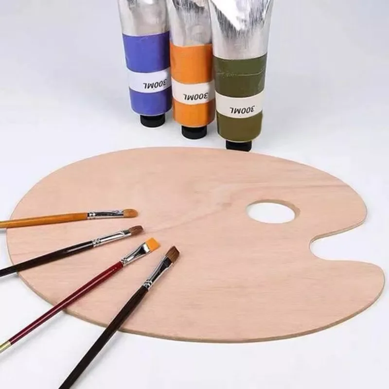 

Wooden Artists Palette with Thumb Hole Oil Acrylics Paint Palette Tray for Adult
