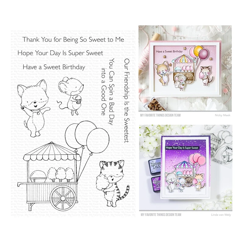 

2023 New Arrival Cotton Candy Critters Cat Clear Stamps Cutting Dies Scrapbooking for Paper Making Frames Card Set