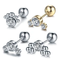 1pc stainless steel korean fashion zircon ear studs cartilage earring for women helix pircing earring ear piercing jewelry gifts
