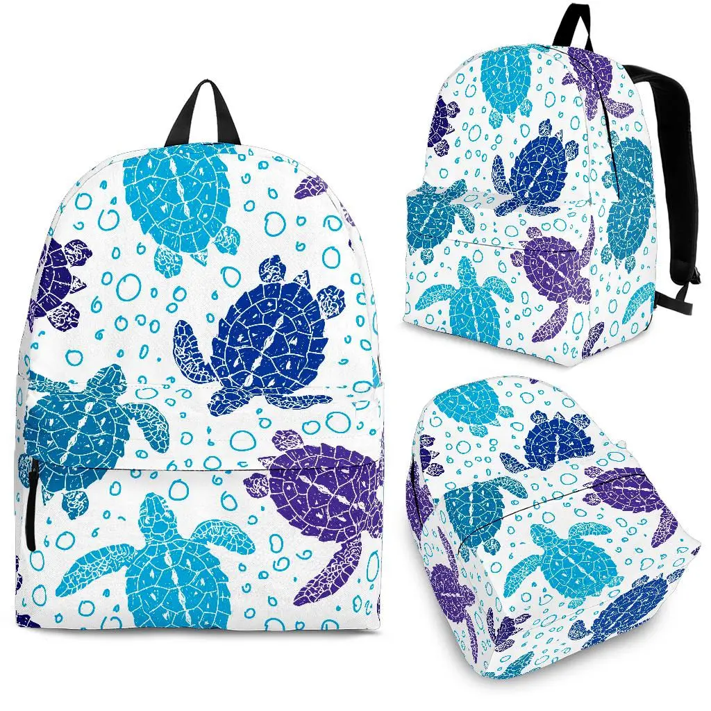 

YIKELUO Fashion Abstract Sea Turtle Design College Student Laptop Bag Student Textbook Backpack With Zipper Casual Travel Bag