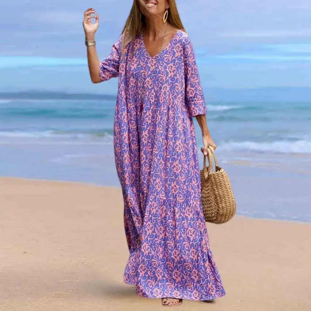 

Casual Dress Three Quarter Sleeve Maxi Dress Plus Size Women Dress