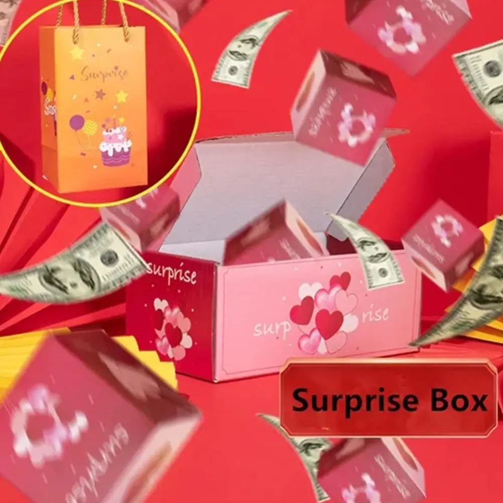 

Creative Bounce Box DIY Folding Valentines Day Birthday Bomb Money Surprise Bounce Red Envelope Paper Box Gift Set Multipurpose