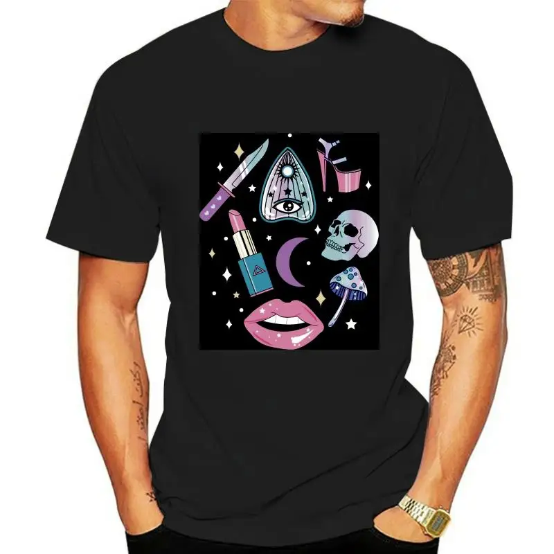 

girly pastel witch goth pattern t shirt men Print 100% cotton size S-3xl Pattern Interesting Humor Unique shirt