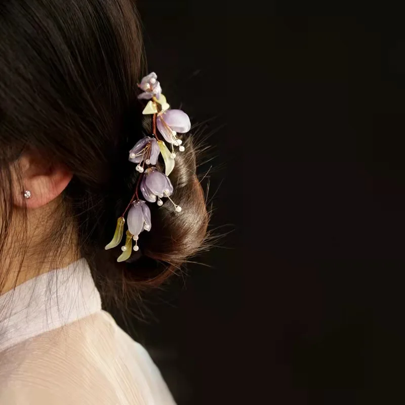 

classical soft hairpin coloured glaze peach blossom row hairpin women hair accessories