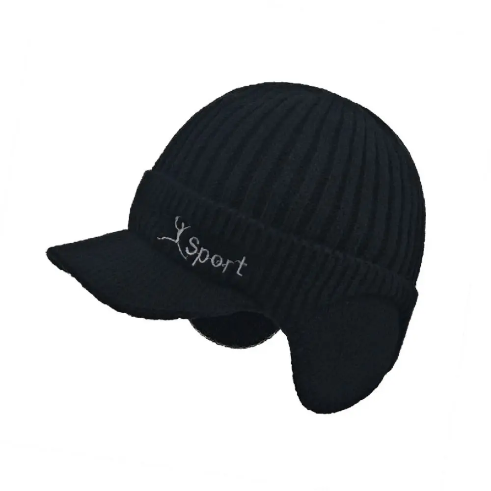 Мягкая однотонная шерстяная защитная шапка для ушей теплая вязаная шапка-ушанка