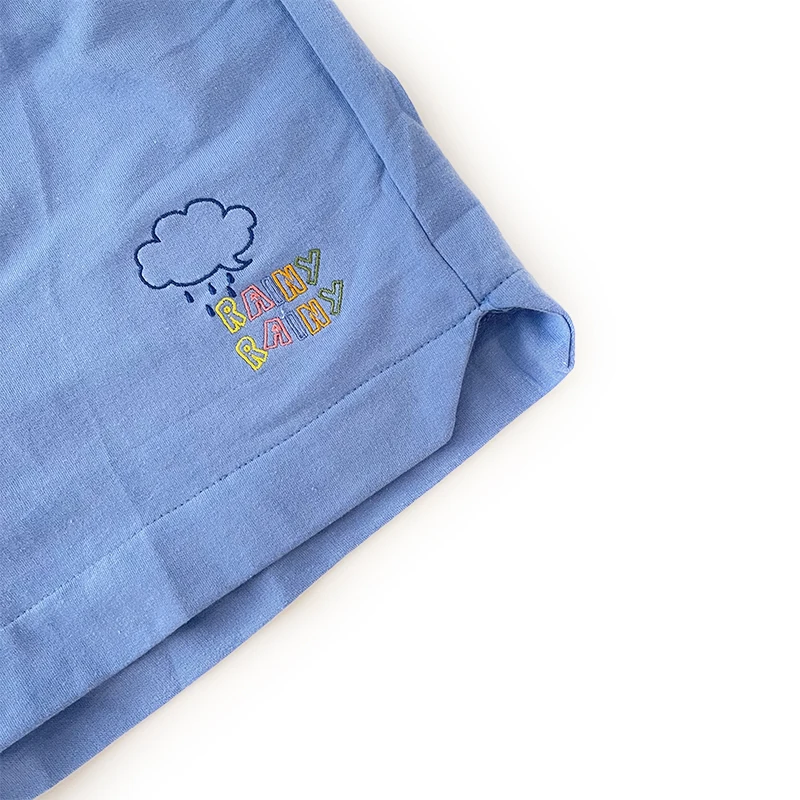 Casual Solid Color Cloud Letter Embroidered Elastic High Waist Shorts