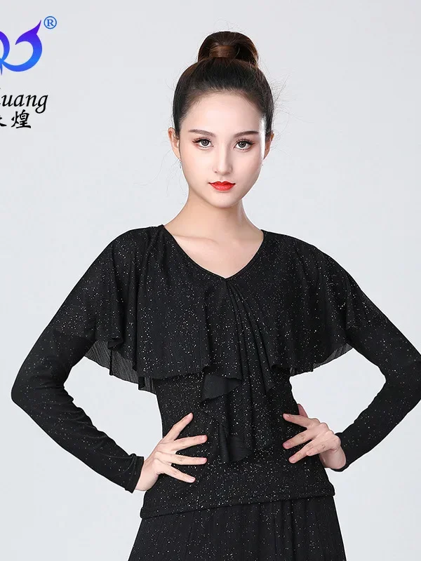 

Women's Latin Dance Dress Long Sleeve Dance Practice Dress Social Dance National Standard Dance Modern Dance Performance Top