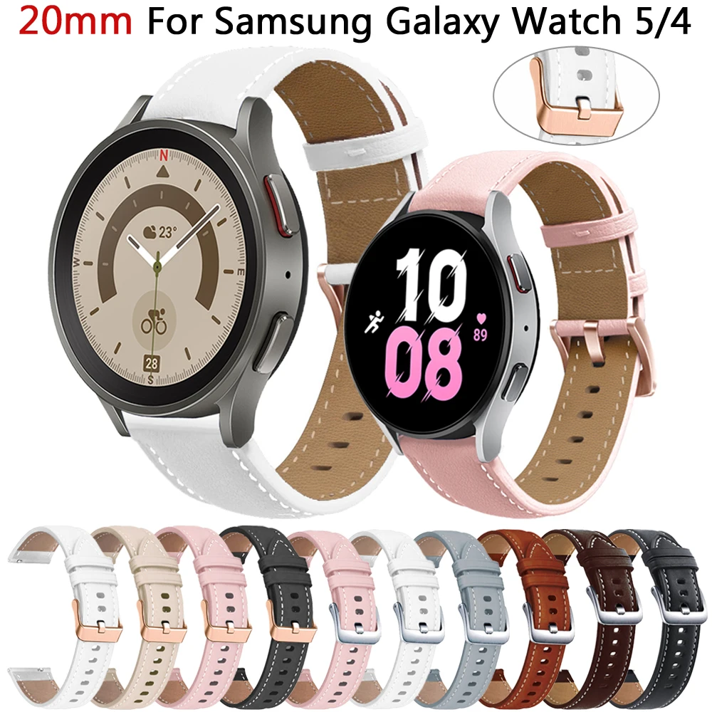 

20mm Leather Strap For Samsung Galaxy Watch 5/4 44mm 40mm Watch4 classic 46mm 42mm Bracelet for Galaxy Watch5 pro 45mm Watchband