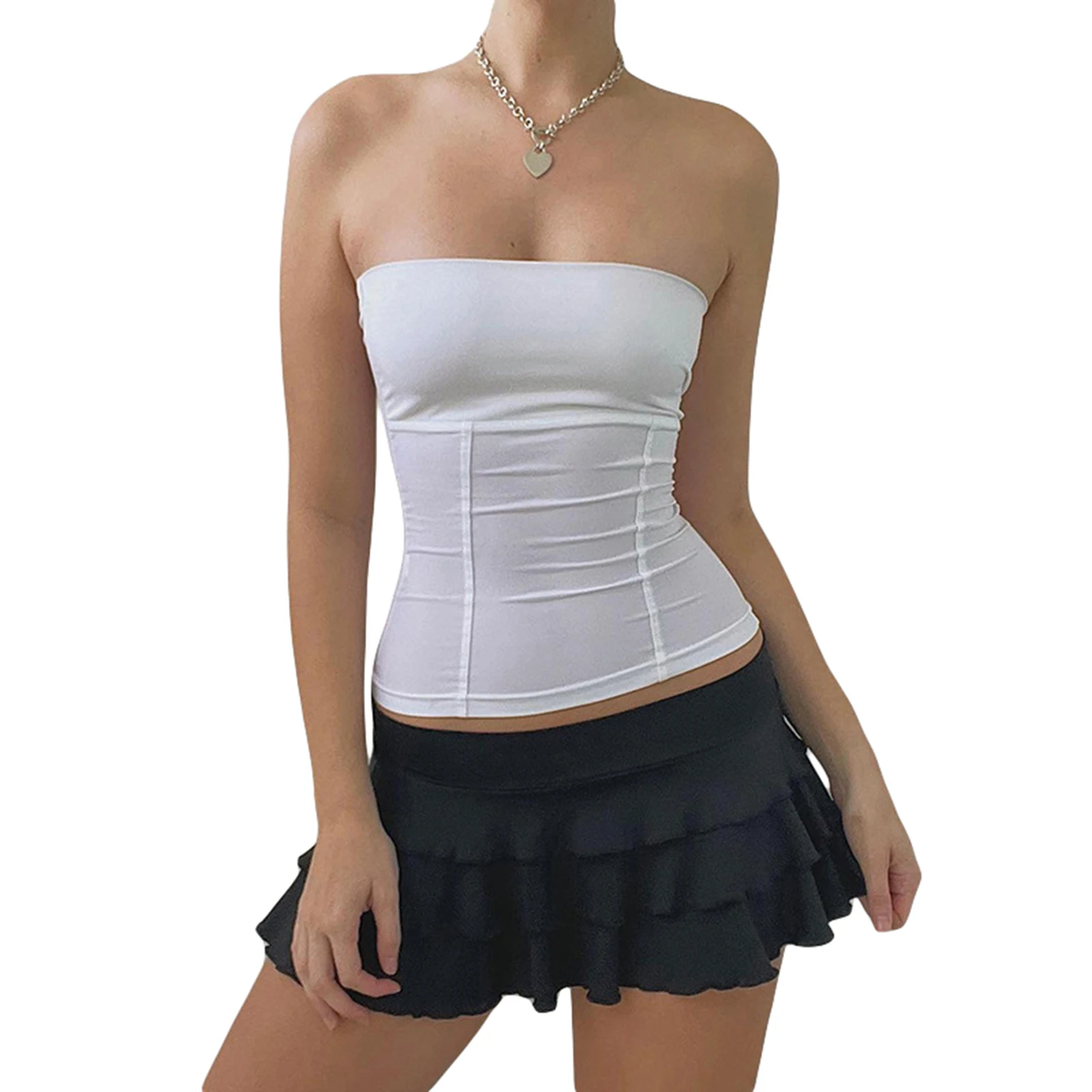 

Strapless Corset Tops Y2K Sexy Summer White Off Shoulder Tanks Women Sleeveless Tube Top Skinny Fit Bustier Clothes