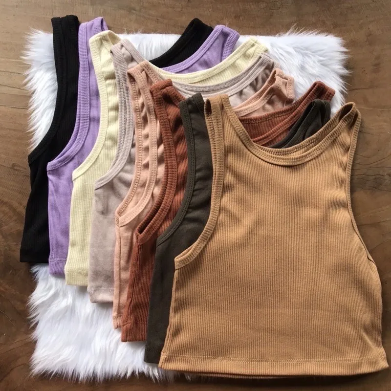 

Women Yoga Vest Gym Sports Crop Tops Seamless Streetwear Rib-Knit Fitness Running Vest Workout Bra Tank Top Female Without Pad