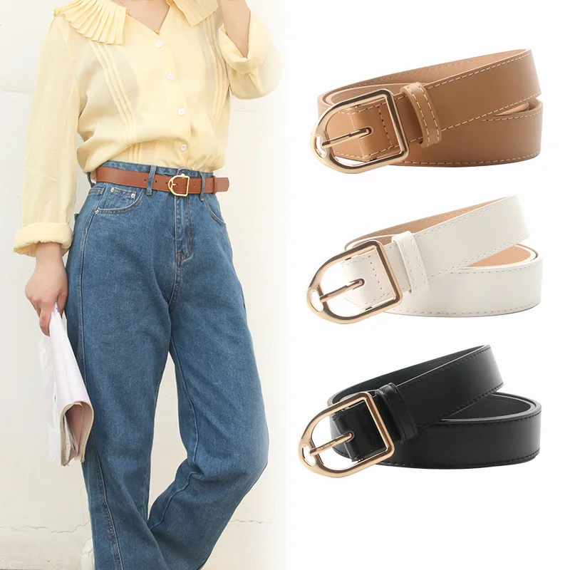 

Women Simple Solid Color Pu Leather Decorative Belts Student Jeans Waist Belt Ladies Designer Buckle Belt Clothing Accessories