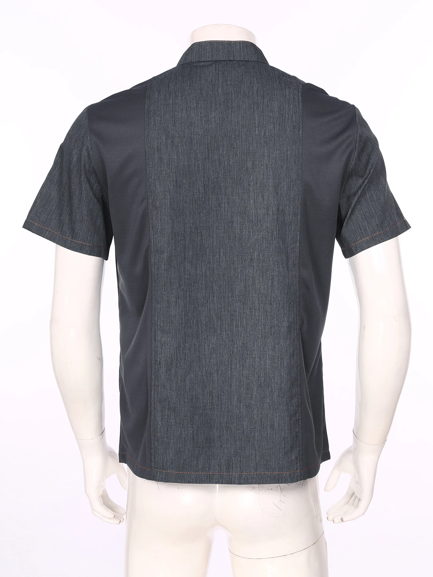 Блузка Мужская/Женская двубортная с коротким рукавом топ воротником-стойкой для