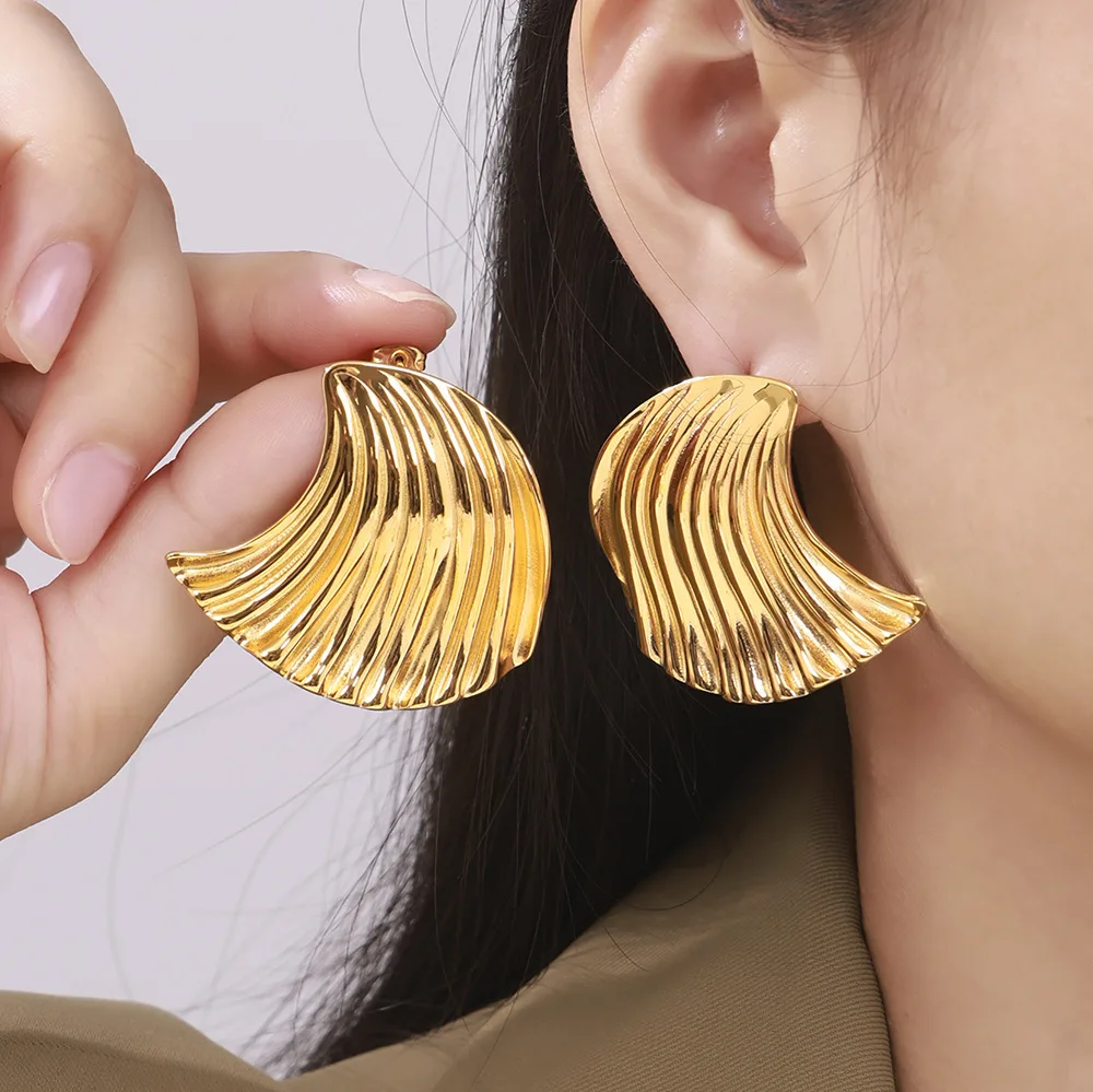 Серьги из нержавеющей стали для женщин волнистые серьги в форме хула