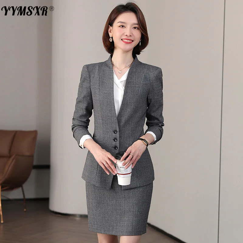 Plus Size Flight Attendant Professional Suit Female High-end Business Formal Wear Autumn and Winter Office Suit Skirt Two-piece