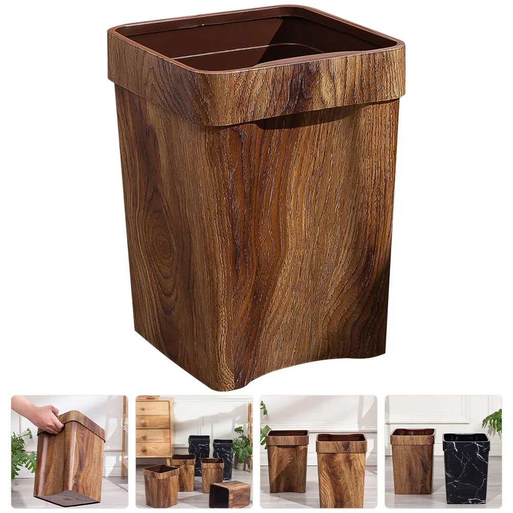 

Can Trash Waste Bin Garbage Basket Kitchen Container Bathroombucket Wastebasket Wood Paper Office Squarebedroom Farmhouse