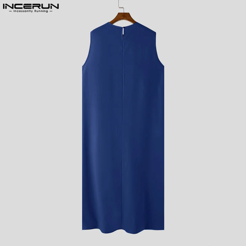 INCERUN мужской мусульманский Jubba Thobe однотонный с круглым вырезом без рукавов