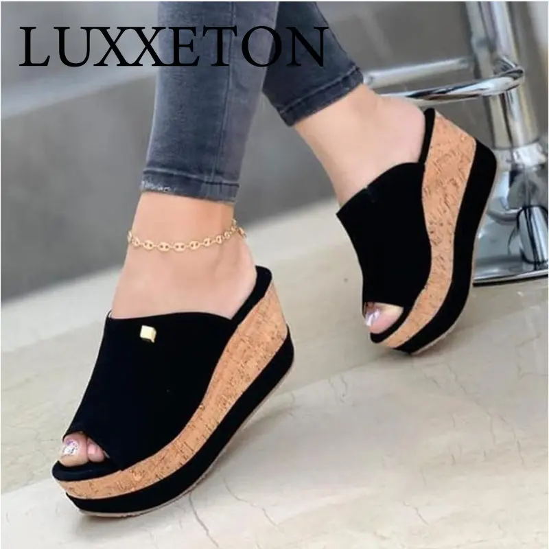 

Women Wedge Slippers Shoes Open Toe Sandals Fashion Platform Outdoor Casual Flip-Flops 2022 Summer New