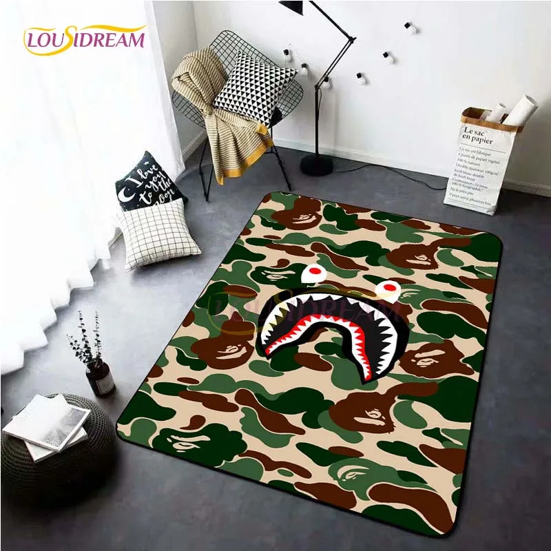 

New Bape Camo Area Rugs for Living Rome Aesthetic Carpet Bedroom Soft Floormat Anti Slip Doormat Home Decor Gift Picnic