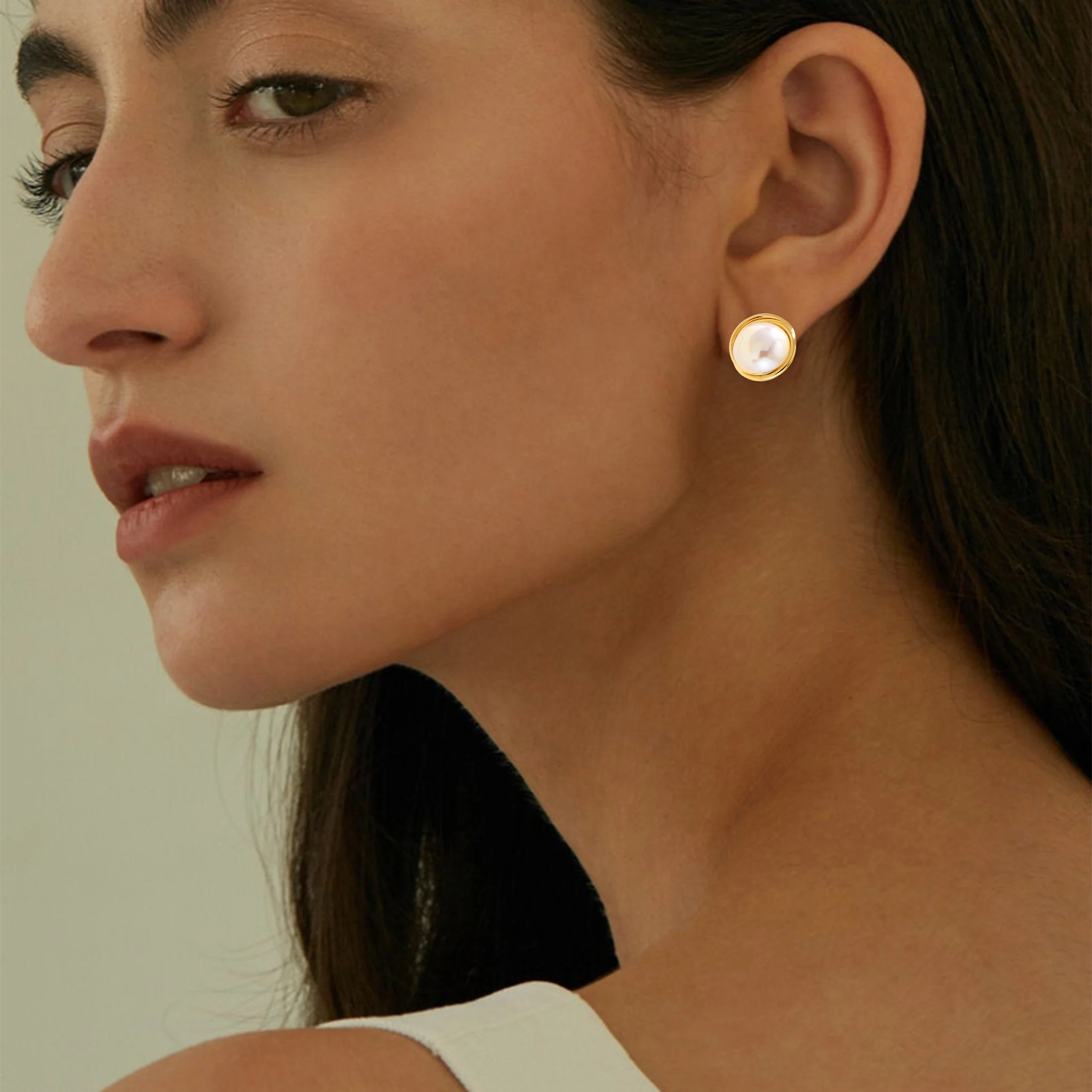 Модные Круглые Спиральные Серьги-гвоздики С Полукруглым Жемчугом