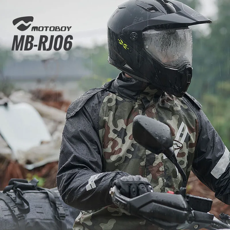 Motoboy Cool camouflage Raincoat Suit Reflective Stripe Motorcycle Riding Raincoat Rain Pants Set Men Motorcycle Accessories