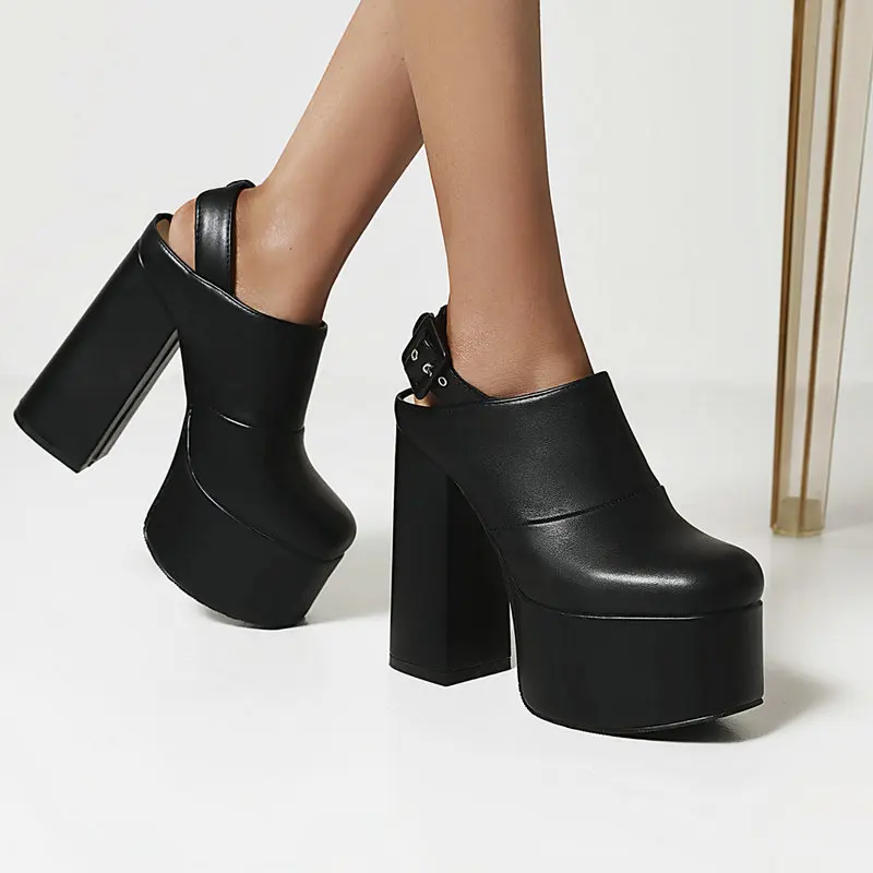 Фото Girl Song s Show Shoes, водонепроницаемые босоножки на платформе с пряжкой на толстом каблуке 14 см, на очень высоком каблуке №5