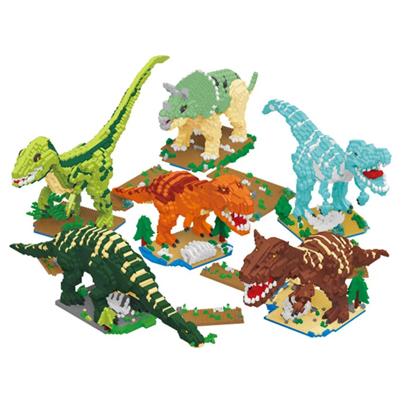 

Micro Cartoon Jurassic Dinosaurs Block DIY Baryonyx Carnotaurus Triceratops Diamond Dino World Building Brick Toy For Kids