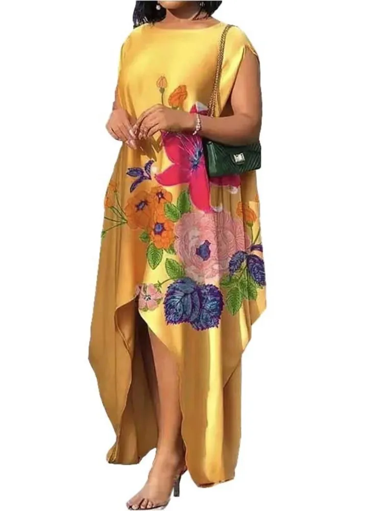 

Long African Dress Women O Neck Sleeveless Robes Africa Clothing Summer New Floral Print Dashiki Bazin Riche Long African Dress