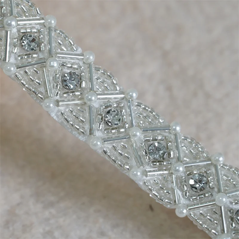 1 ярд жемчужины бриллиант кружевная отделка свадебное кружевное платье на