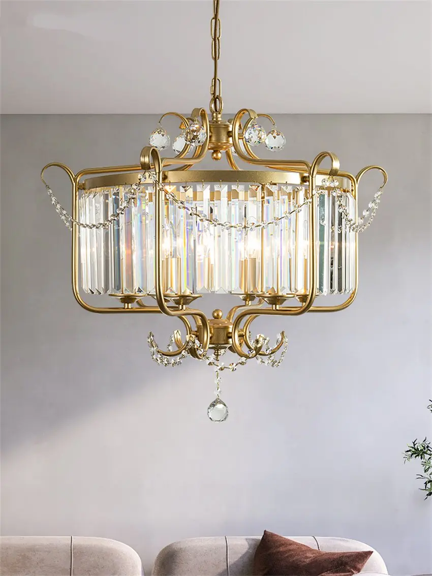 

American crystal tassel gold pendant lights living room dining room luxury crystal lamp study decoration bedroom hanging lights