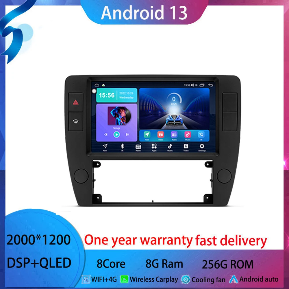 

9 дюймов для Volkswagen Passat B5 2000-2005 android 13 автомобильный радиоприемник GPS навигация Carplay мультимедийный плеер Авто Стерео No2 din DVD
