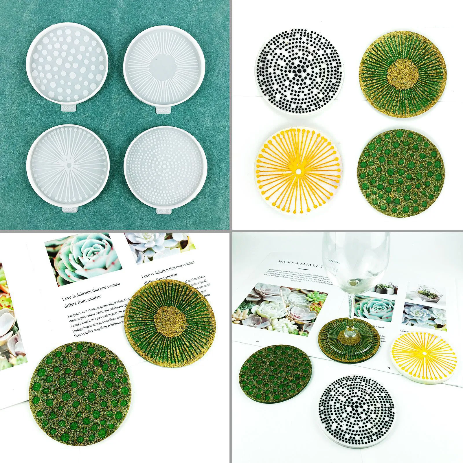 

Round Coaster Silicone Mold DIY Geometric Shape Coaster Mold Desktop Decoration Round Coaster Silicone Mold