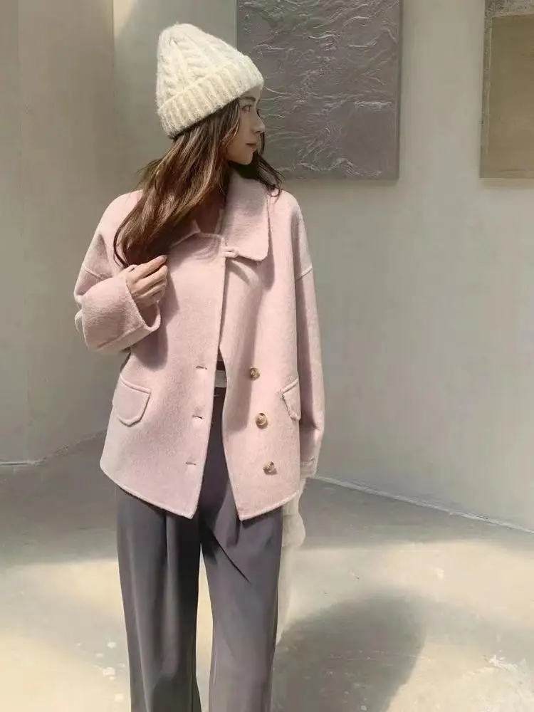 Осень-зима 2023 новый двусторонний флисовый дафлкот женский короткий маленький