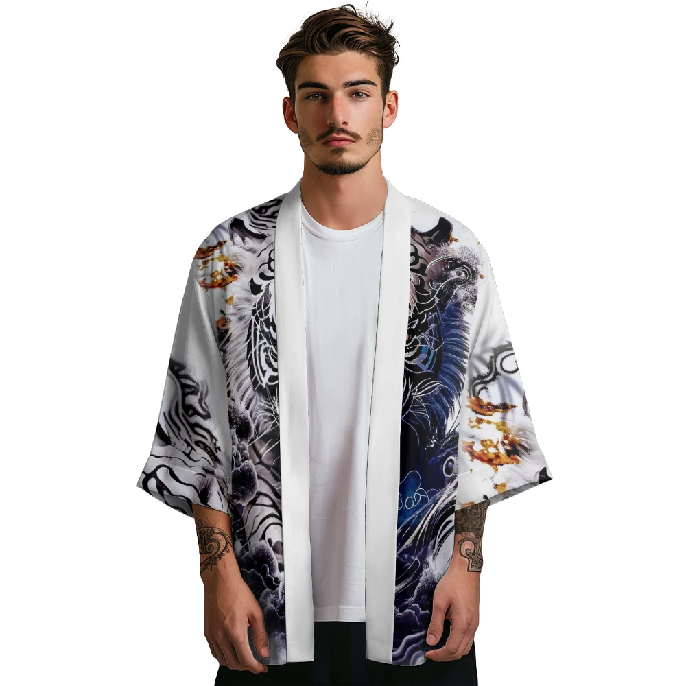 Халат-кимоно для мужчин и женщин хаори с японским тигровым принтом традиционный