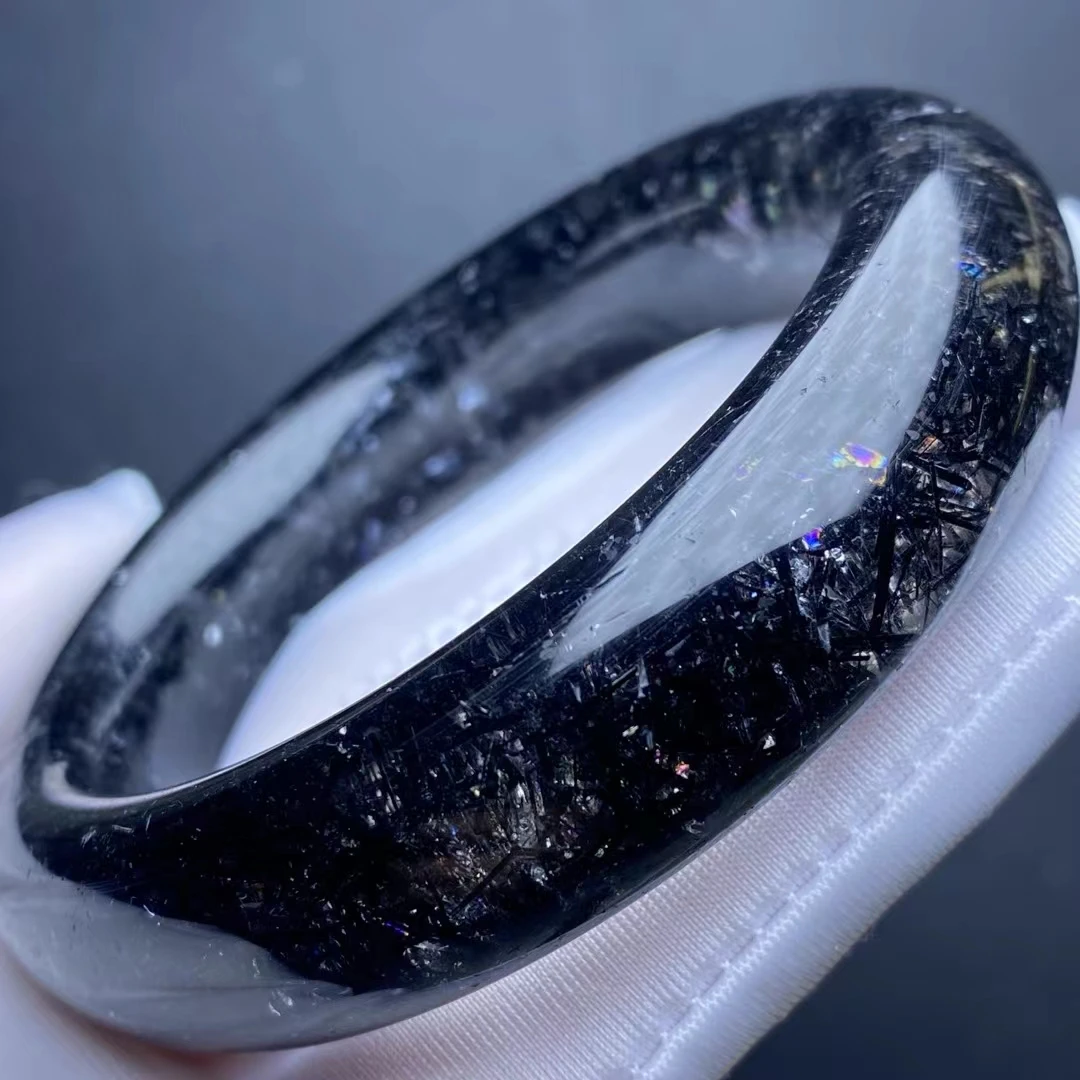 Натуральный черный рутилированный кварцевый прозрачный Круглый