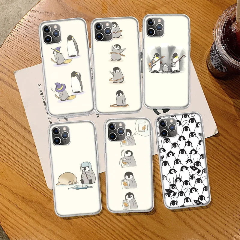 

Cute Lovely Penguin Soft TPU Phone Case For Iphone 14 13 Pro Max Apple 11 12 Mini SE 2020 X XS XR 8 7 Plus 6 6S 5 5S Luxury Clea