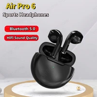 air pro 6 tws wireless headphones with mic pods fone bluetooth earphones sport running earpiece for apple iphone xiaomi earbuds