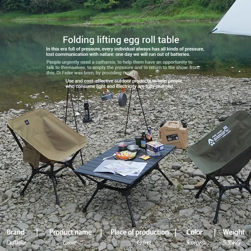 Defthike открытый кемпинг портативный складной стол из алюминиевого сплава чернения