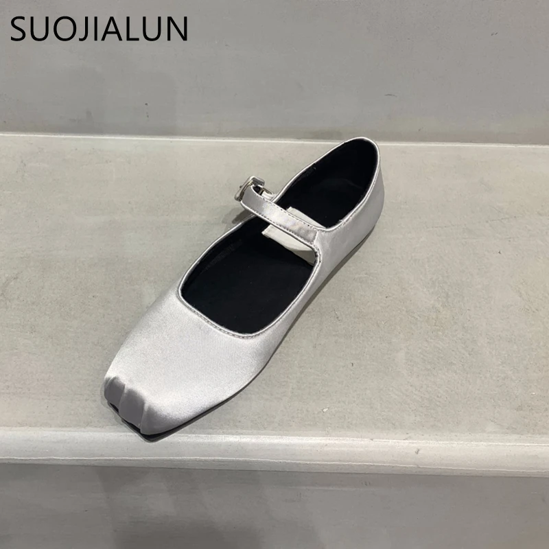 SUOJIALUN 2023 Spring New Women Flat Shoes Fashion Shallow Slip On Ladies Casual Ballet Shoes Round Toe Loafers Classics Mujer