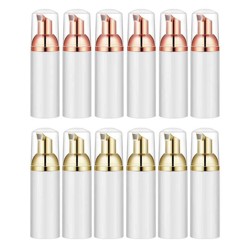 

11 Pcs 50ML Plastic Foaming Bottle Soap Mousses Liquid Dispenser, 5 Pcs White-Gold & 6 Pcs Rose Gold-White