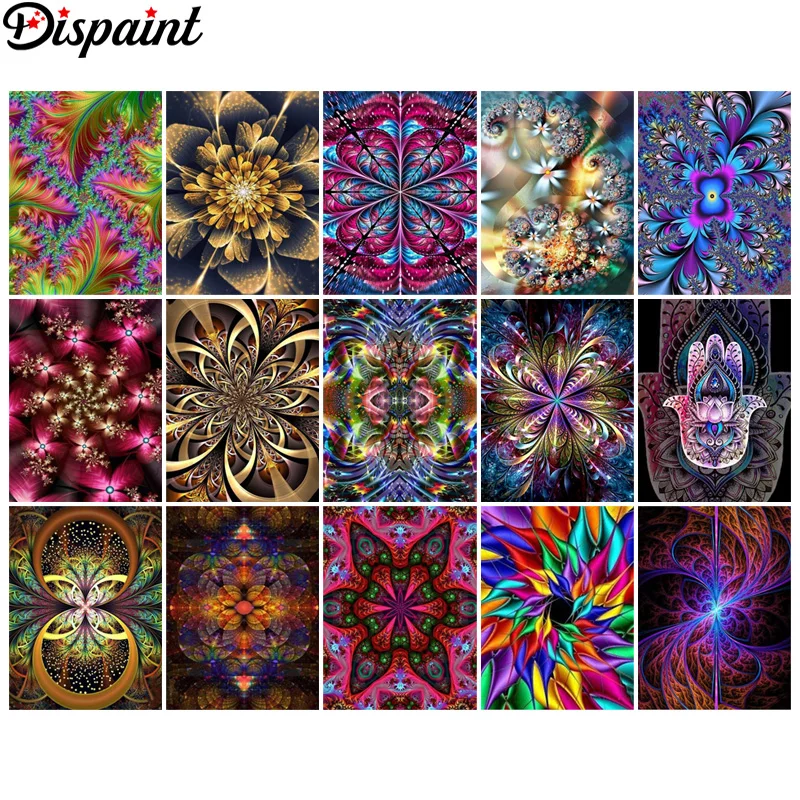 

Dispaint Full Diamond Embroidery "Flower Mandala" Diamond Painting Cross Stitch Patterns Rhinestone Unfinished Home Decor