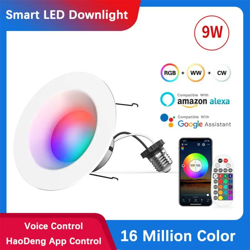 

Wireless LED WiFi Downlight Dimming Spot Bluetooth Lamp RGB Dimmable Smart Home Spotlight Light 9W Work With Alexa Google Home