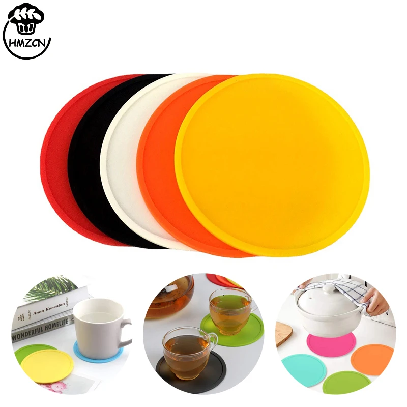 

Silicone Drink Coasters 10cm Table Mat Candy Color Coaster Round Waterproof Non-slip Insulation Tea Coaster Kitchen Accessories