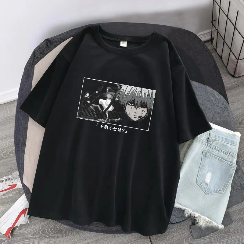 Футболка женская оверсайз с принтом японского аниме Токийский Гуль канеки Кен