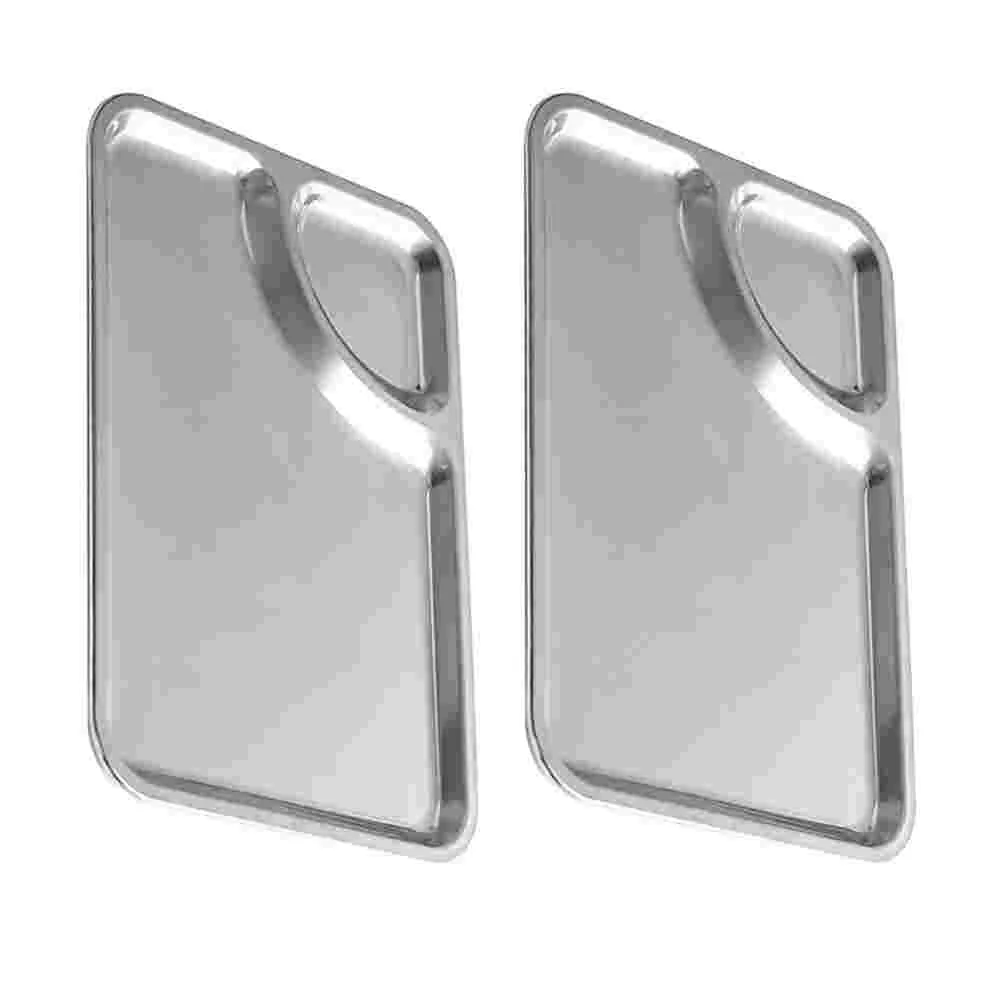 

Тарелки для соуса из нержавеющей стали: 2 разделенных обеденных тарелки, поднос с металлическим отсеком, сервировочный поднос, многоразовый...