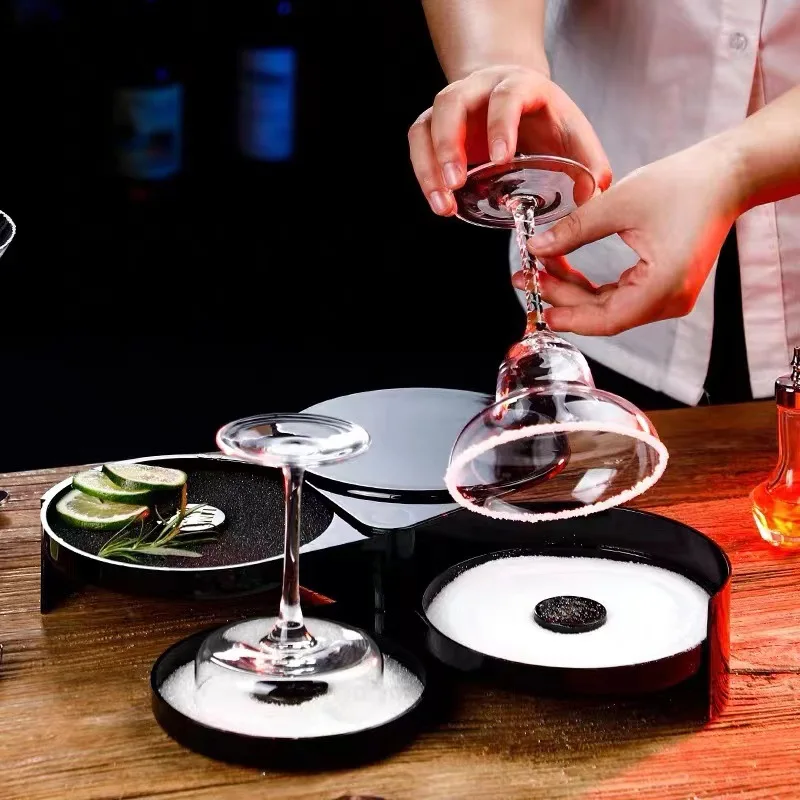 

3 Tier Glass Salt Rimmer Margarita Cocktail Glass Sugar Rimmer Bartender Tool Cocktail Accessories Home Bar Accessory Tool