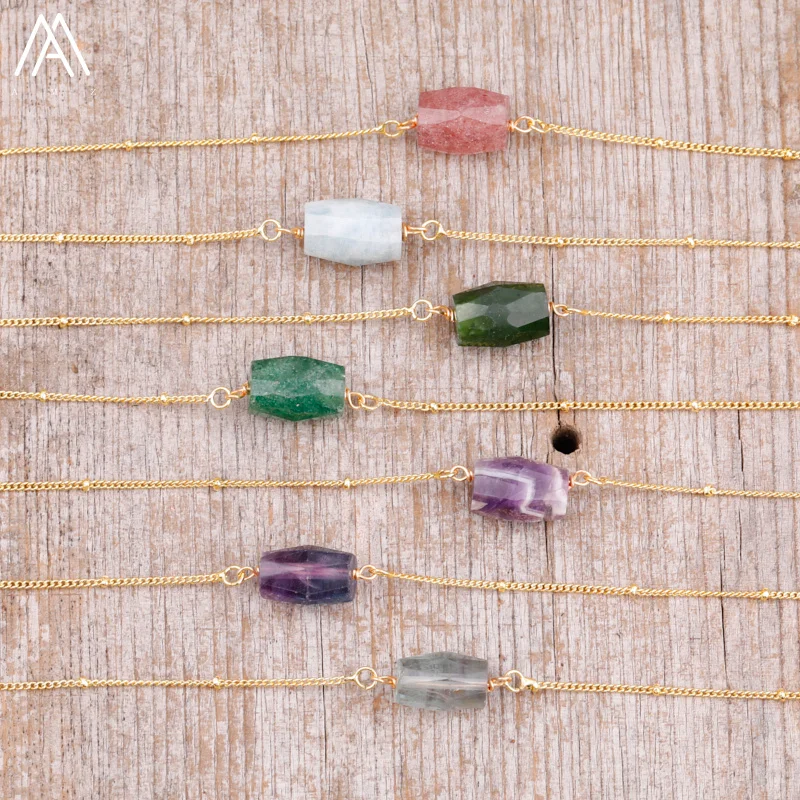 Лечебные кристаллы Nugget ожерелье из бисера для женщин модные простые аметисты